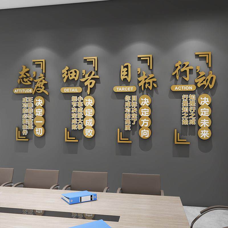公司墙面装饰励志标语贴设计氛围布置办公室团队会议企业文化背景