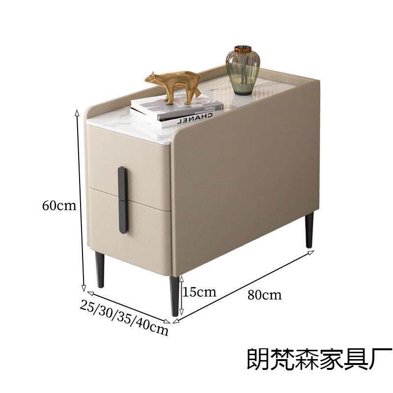 实木岩板沙发家用边柜客厅加长超窄轻奢角柜迷你奶油风床头柜