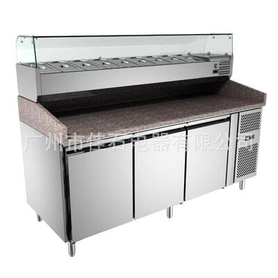 沙拉冷藏柜厂家 Pizza refrigerated working table 披萨操作台
