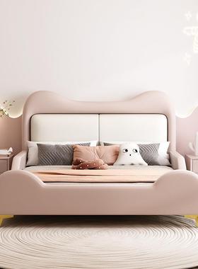 猫咪T1114#可爱风公床粉主色卡通5奢童床1.m1.轻8m男孩女孩现代简