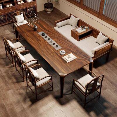 高档胡桃木罗汉床茶桌泡组合椅家用客厅新中式茶FBA茶几办公室实