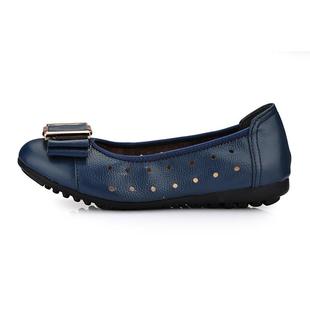 中年大码 正品 平底防滑鞋 圆头洞柔软气洞鞋 豆豆女 春夏真皮妈凉妈鞋