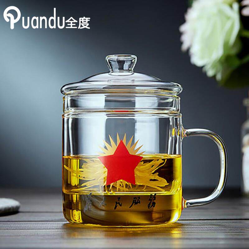 玻璃杯耐热防爆耐高温大容量茶水分离带盖子把手泡花茶杯子个人专