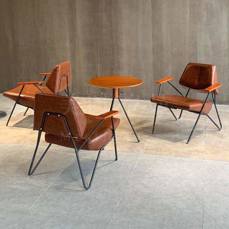 工业风网红咖啡厅桌椅组合奶茶书店单人沙发椅酒吧洽谈休息区椅子