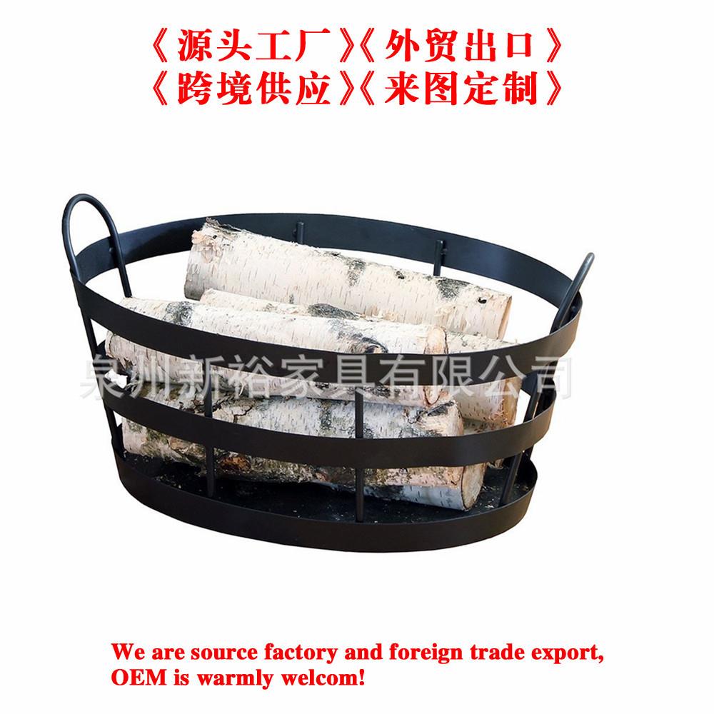 壁炉工具套件柴火架创意篮子造型铁艺木头置物收纳架