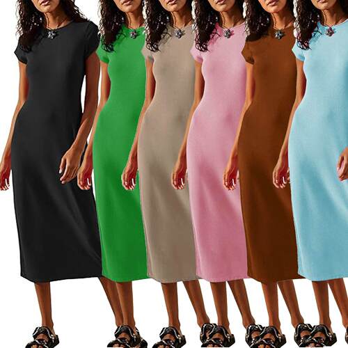 Short sleeved hip hugging dress for women