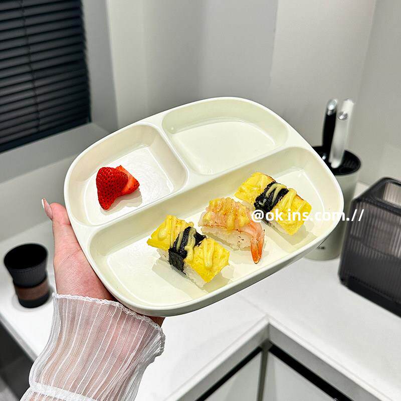 ins风陶瓷分格盘211减脂一人食儿童餐盘三格盘子水果盘甜品盘家用