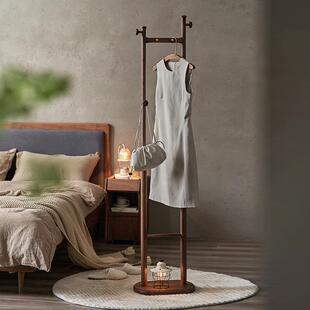 卧室超窄挂衣架落地玄关黑胡桃木衣帽架门口客厅实木衣架家用挂J&