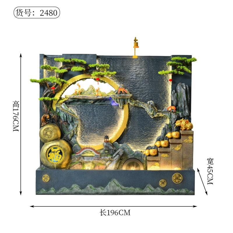 新款新中式水幕墙循环流水屏风酒店D玄关会所隔断假山喷泉庭院造
