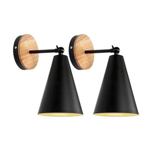 61926艺弯管壁灯过道走廊铁镜前灯 E27壁灯喇叭款 美式 黑壁灯E26色