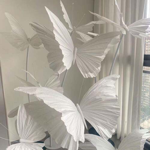 立体大型美陈白蝴蝶婚礼道具橱窗婚庆纸艺布置装饰墙面装饰蝴蝶