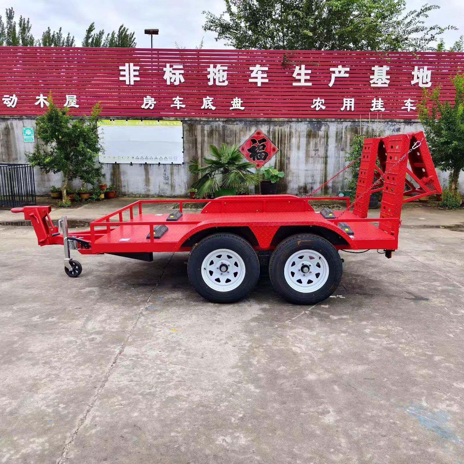 明源平板拖车15吨拖运车机器人转运设备爬梯平板车