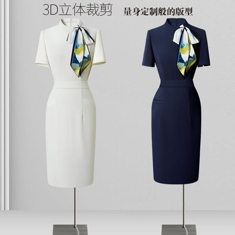 前台接待职业装连衣裙气质女神范案场客服工装售楼部美容院工作服