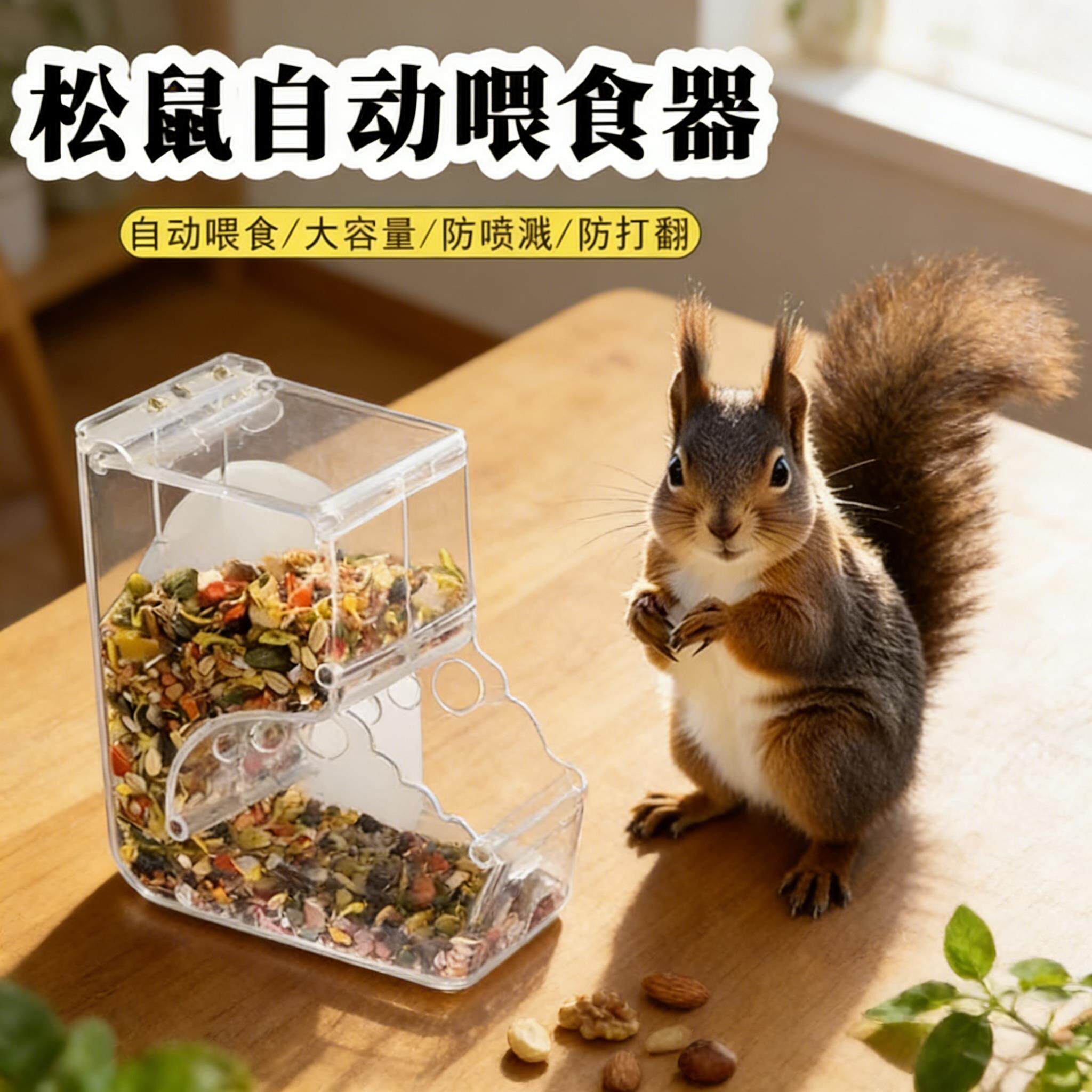 垂耳兔松鼠食盆自动喂食器粮食专用大容量立式储存大容量宠物用品