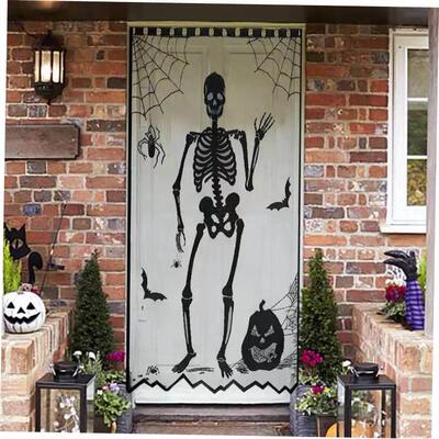 Halloween bat skull curtain black lace party decorations万圣