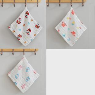 新款6层a类纯棉婴儿小方巾纱布毛巾新生宝宝洗脸儿童手帕卡通口