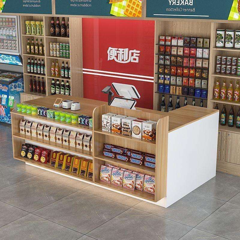 超市收银台便利店前台多层储物吧台店铺文具店小型柜台转角接待台