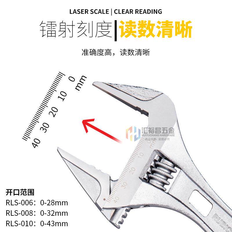 罗宾汉RUBICON RLS-006/008/010短身活扳手活开口扳手光柄短手柄