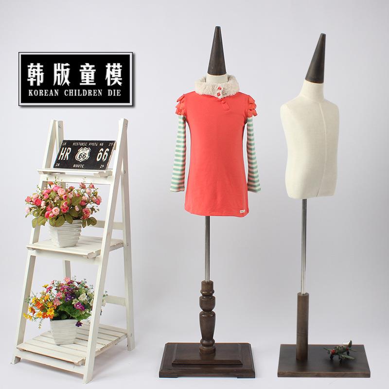 儿童小孩拍照 童装店模特道具 半身包布模特架2346岁三角尖头盖子