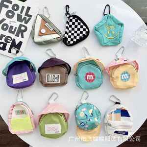 小红书爆款彩色耳机零钱包挂件迷你书包蘑菇屋配饰收纳手机挂绳包