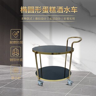 不钢餐车豪华水车酒餐厅锈推拉送餐车双层茶水甜酒品车推车566厂