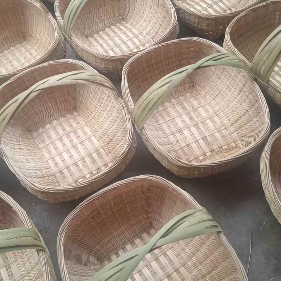 竹编手提篮买菜篮环保竹篮子 鸡蛋篮 水果篮 购物篮编织收纳篮