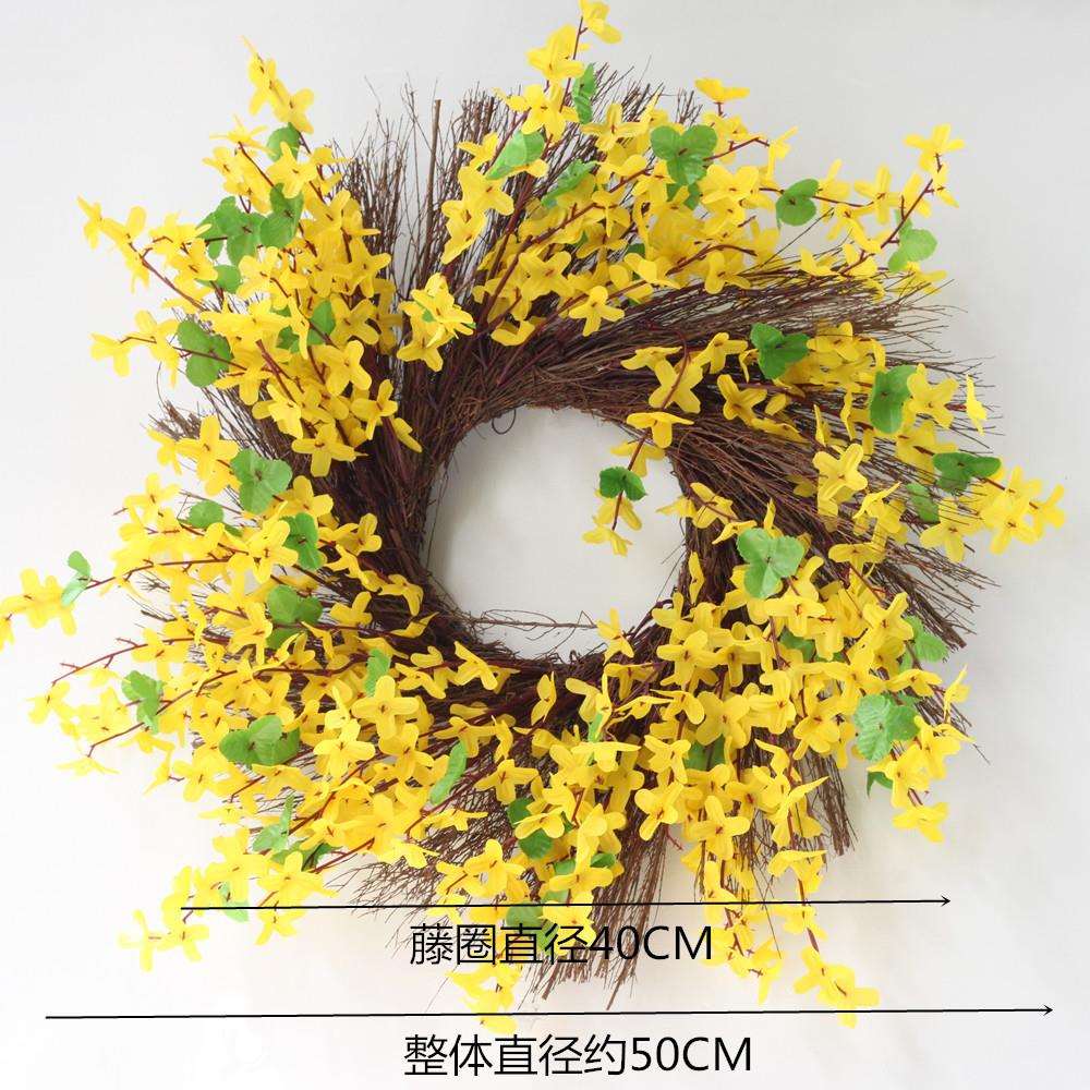 春季花环仿真绢布花环绢花装饰门饰门环迎春花报春花
