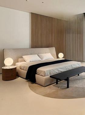 意式极简现代简约室间大空高靠背简卧布艺宽屏床简79898约大约气