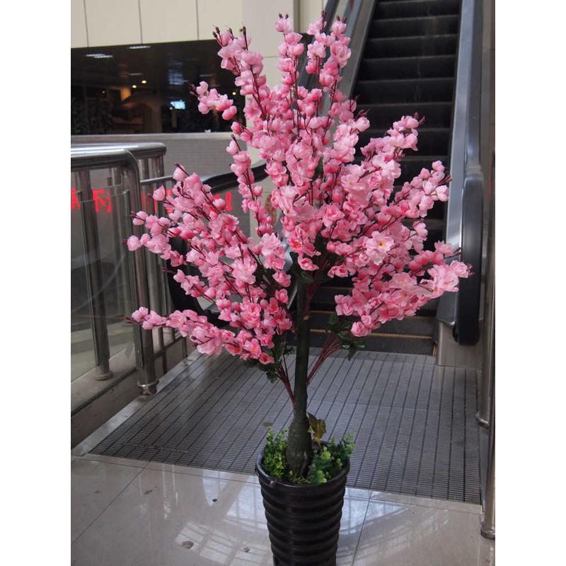 假树头仿真植物花树 纯色粉桃花树造型优美落地年宵花花园