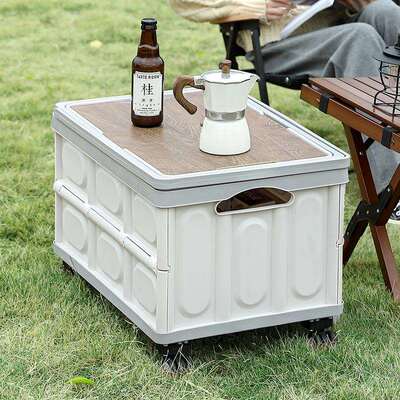 汽野车车载后备箱JM8890收纳箱外露营置物箱折叠野营理整木户盖餐