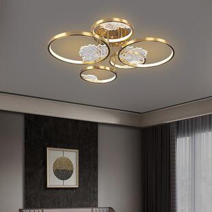 高级感全铜新中式 吸顶灯中国风禅意荷叶圆圈客厅主灯卧室房间餐厅