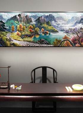 新款直销聚宝盆贴钻十字绣5d客厅山水画大幅钻石绣风景砖石画圆钻