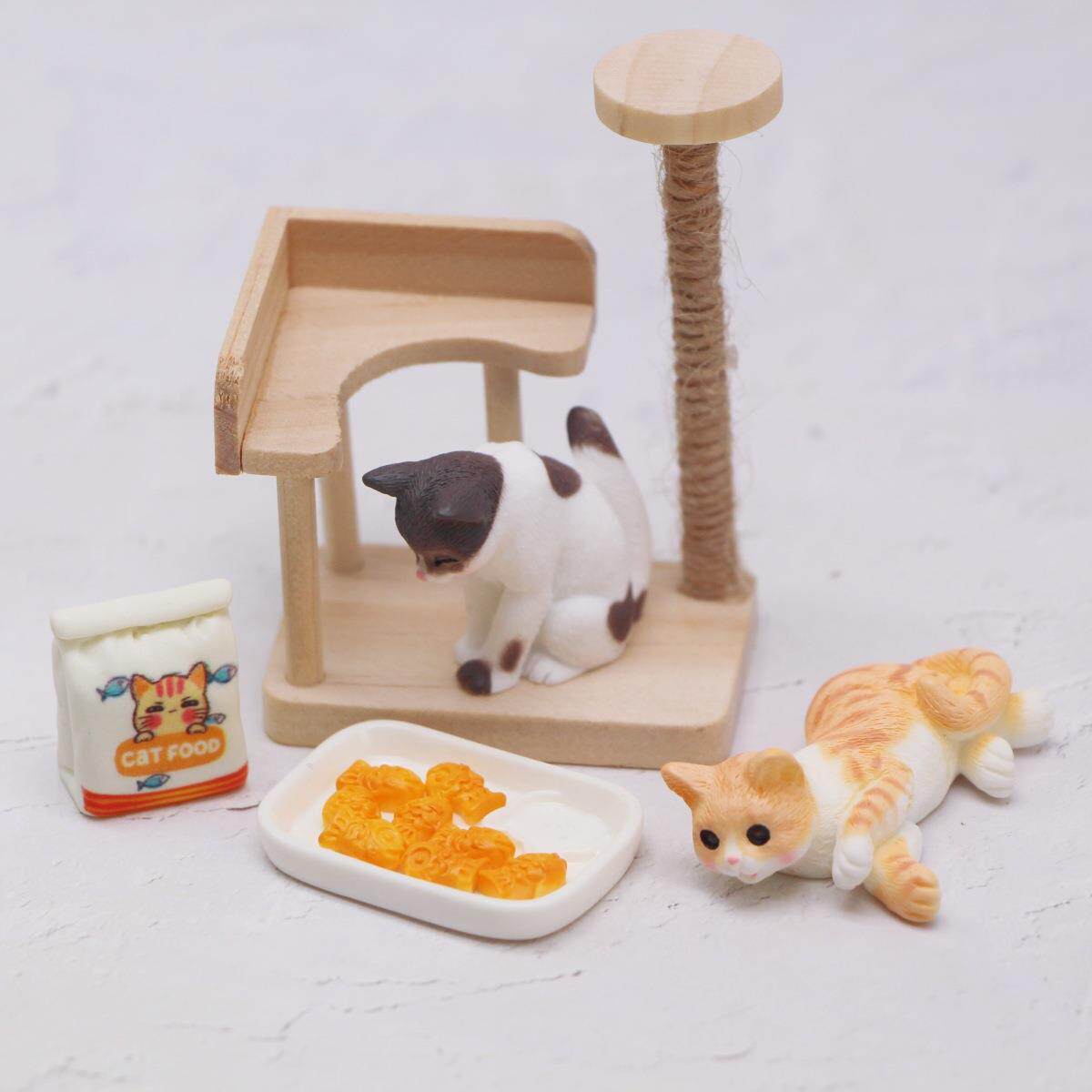 娃娃屋迷你木质猫咪猫爬架 BJD小布娃娃微缩家具场景道具模型配件