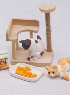 娃娃屋迷你木质猫咪猫爬架 BJD小布娃娃微缩家具场景道具模型配件