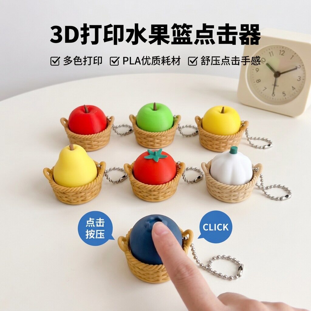 钥匙扣打印点击减压按键整蛊玩具
