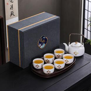 脂玉德化白瓷茶具套装盘高端功夫茶具茶高茶壶轻奢端羊送礼礼