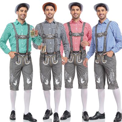 German traditional beer festival costume checkered shirt