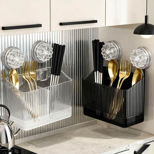 Suction Cup Chopstick Storage Box, Wall-Mounted Kitchen Uten