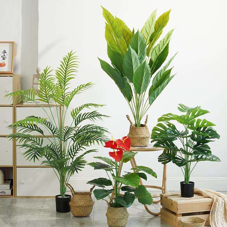 仿真绿植摆件龟背竹盆栽叶子客厅小型落地植物高端轻奢室内假花树
