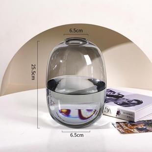 高档级感花瓶客厅插花水摆件玻璃高培马醉木雪柳钟南天竹轻奢吊装