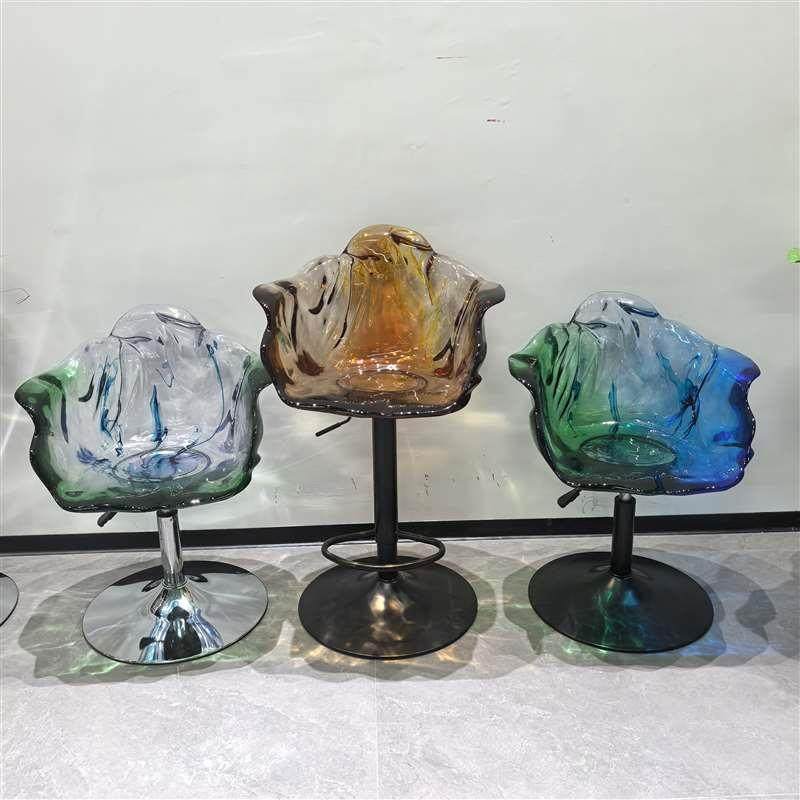 抽象透明树花瓣透明凳子椅子台旋转凳脂子吧室内酒店客装厅软抽象