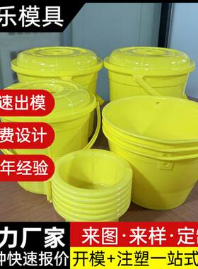 21L带盖塑料桶模具日用品模具出口精美塑料水桶模具设计开发