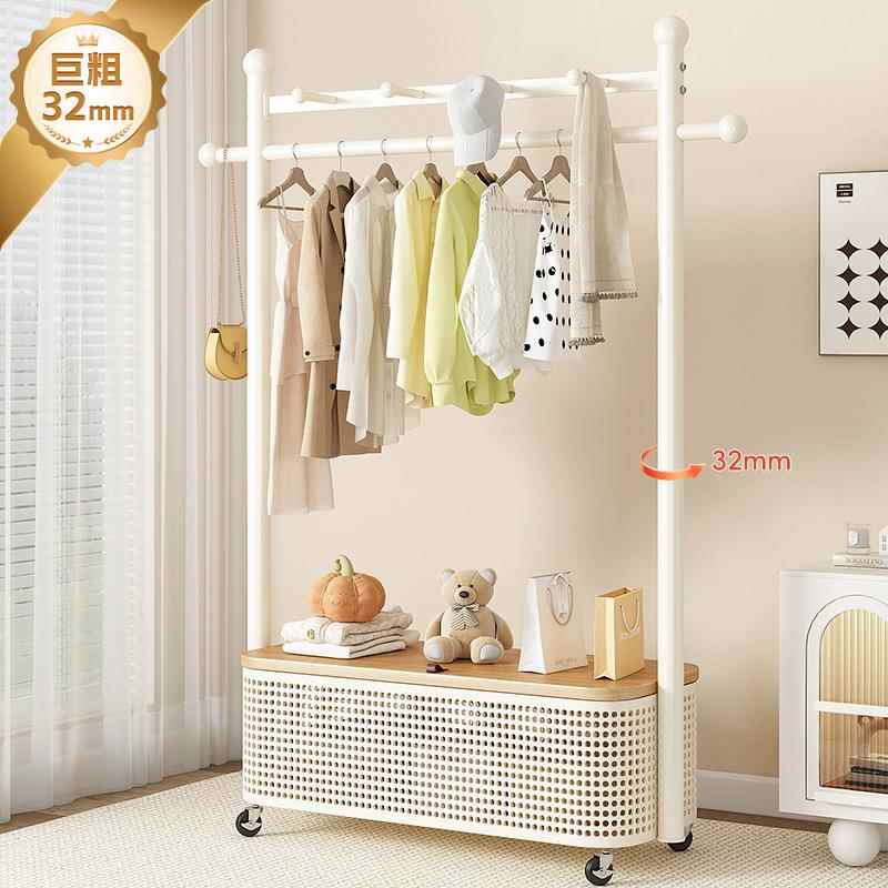 衣帽架落地卧室家用晒衣架室内简约移动阳台挂衣服架单杆式晾衣架