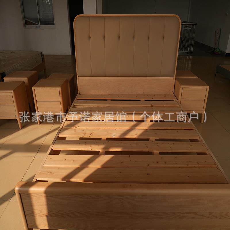 北美经济床实木床日式小户型双人1.8米主卧木蜡油家具北欧原木床