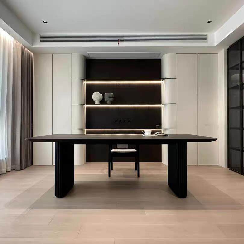 2025新中式北欧实木餐桌长方形办公书桌简约现代洽谈桌创意长桌