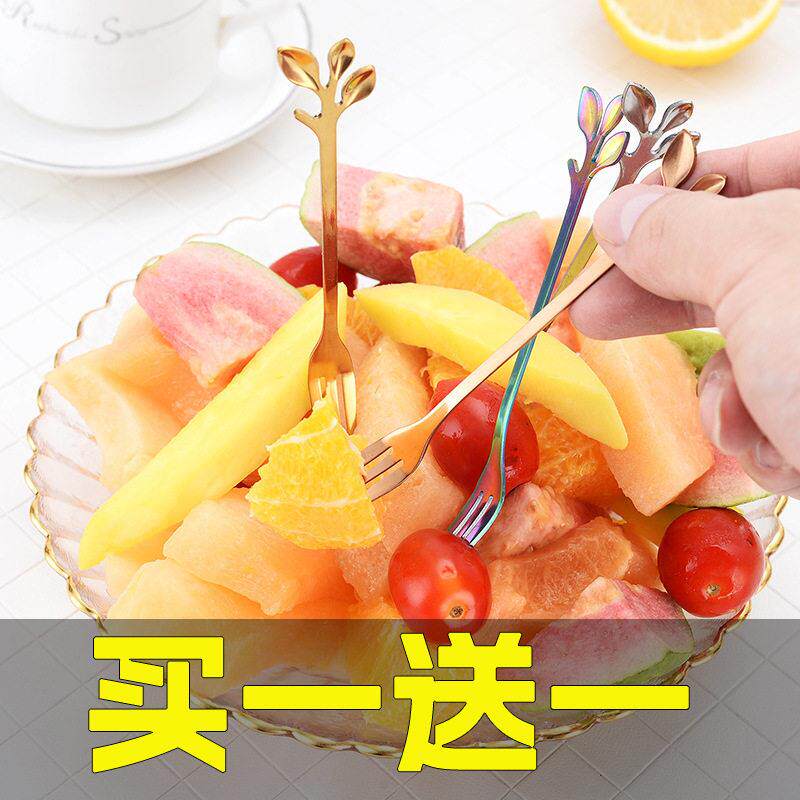 不锈钢叉西瓜卡通儿童创意可爱加厚甜品家用颜值小叉子水果签