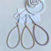 小众设计高级多色珠珠彷珍珠手机挂绳挂件手腕挂绳春夏仙女挂件