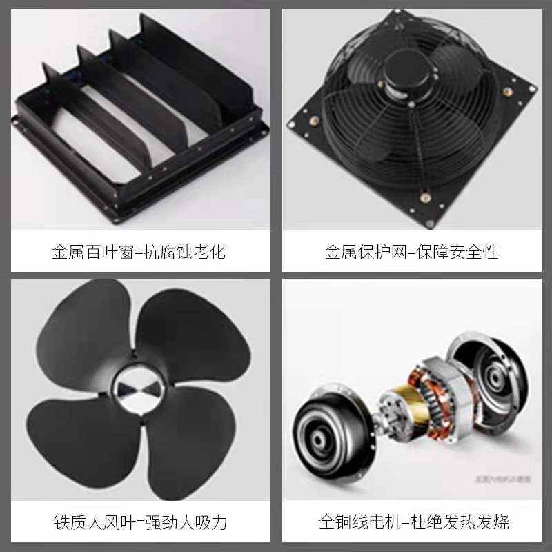 工业排气扇排风扇厨房抽风机家用窗户工厂租房油烟静音换气扇百叶