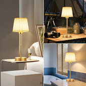 新品 饰充电台灯 复古轻奢铁艺布罩书房灯卧室餐厅氛围灯床头装