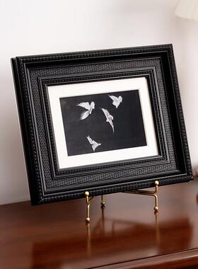 黑色相框中古摆台a4覆古画 画框空框挂墙木质装饰油画 画框外框di